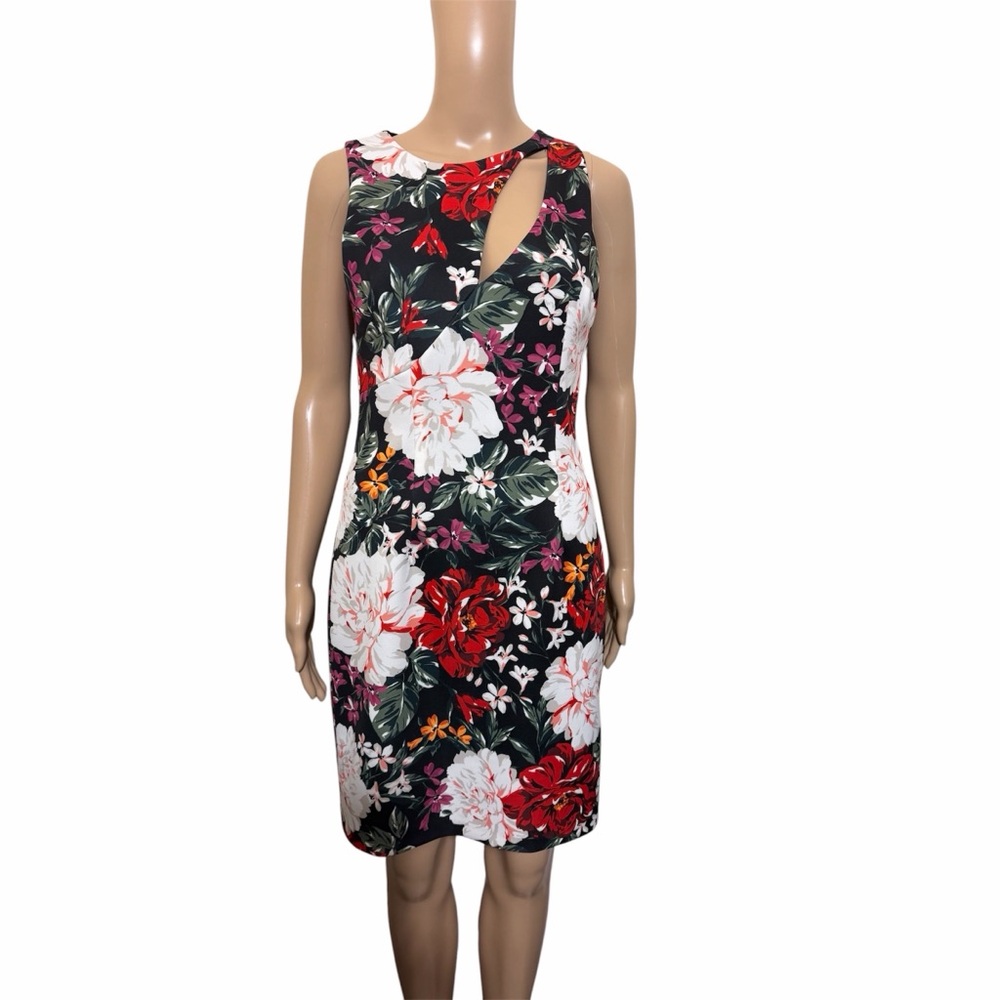 Alexia Admor Eloise Floral sheath Mini Dress with Red and White Blooms - Picture 2 of 6